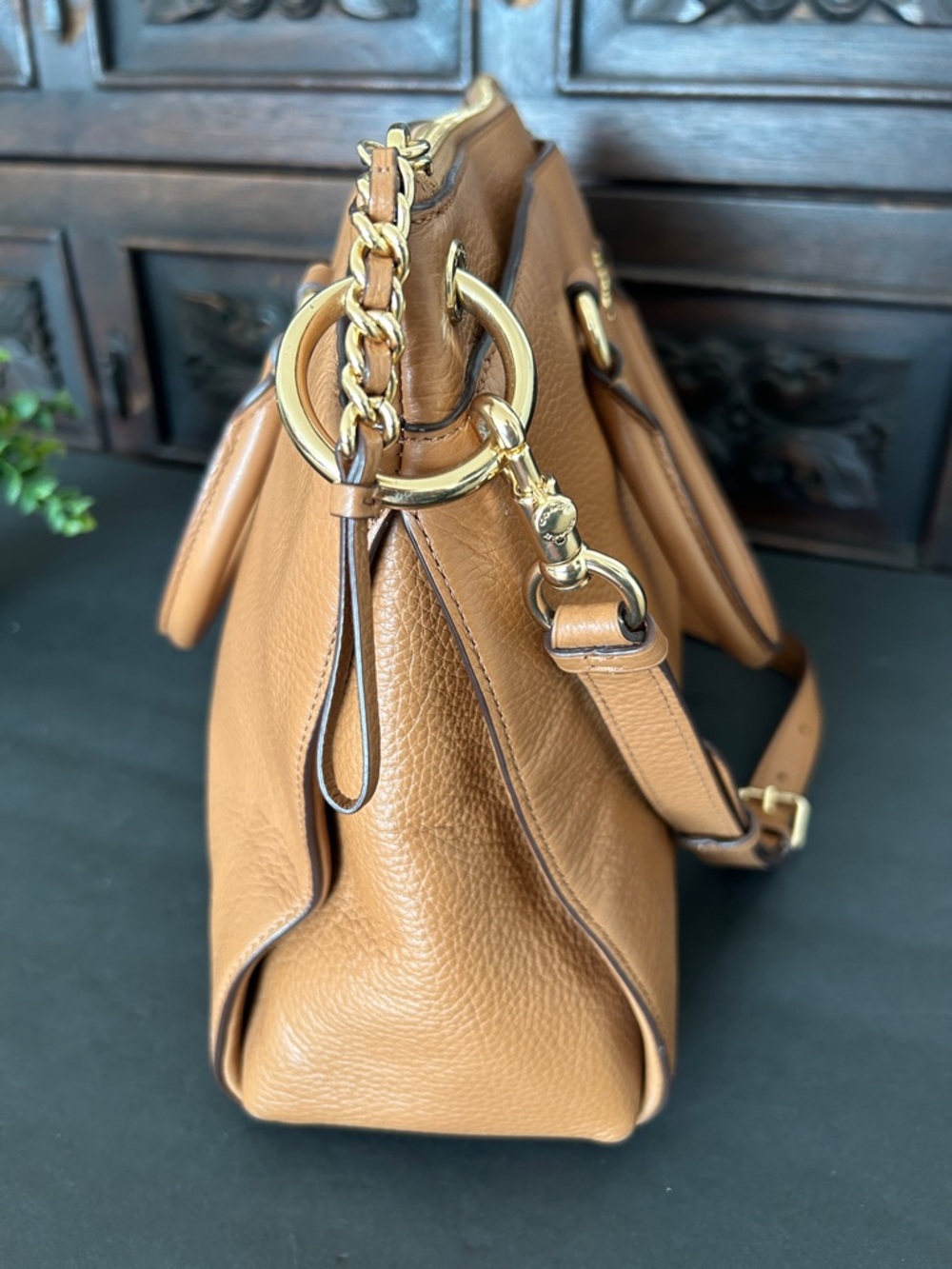 COACH Mia Pebbled Leather Satchel with Gold Hardware and Detachable Strap - Picture 6 of 16